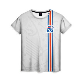 Женская футболка 3D с принтом Форма сборной Исландии по футболу в Белгороде, 100% полиэфир ( синтетическое хлопкоподобное полотно) | прямой крой, круглый вырез горловины, длина до линии бедер | euro 2016