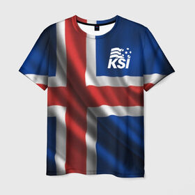 Мужская футболка 3D с принтом Исландия в Белгороде, 100% полиэфир | прямой крой, круглый вырез горловины, длина до линии бедер | флаг
