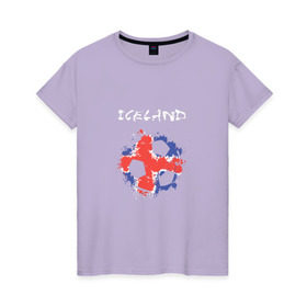 Женская футболка хлопок с принтом Сборная Исландии в Белгороде, 100% хлопок | прямой крой, круглый вырез горловины, длина до линии бедер, слегка спущенное плечо | исландия