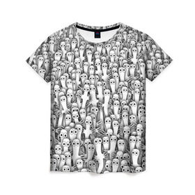 Женская футболка 3D с принтом Хатифнатты в Белгороде, 100% полиэфир ( синтетическое хлопкоподобное полотно) | прямой крой, круглый вырез горловины, длина до линии бедер | moomintroll | мумми тролль