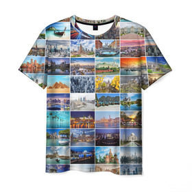 Мужская футболка 3D с принтом Страны мира (10х10) в Белгороде, 100% полиэфир | прямой крой, круглый вырез горловины, длина до линии бедер | азия | берлин | вегас | венеция | воспоминания | города | достопримечательности | европа | египет | калифорния | каникулы | лондон | милан | москва | ностальгия | нью йорк | отдых | отпуск | память