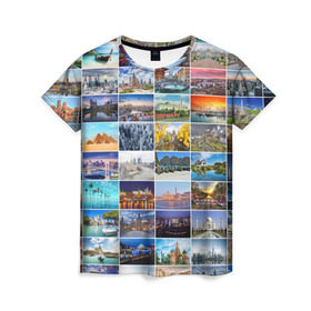 Женская футболка 3D с принтом Страны мира (10х10) в Белгороде, 100% полиэфир ( синтетическое хлопкоподобное полотно) | прямой крой, круглый вырез горловины, длина до линии бедер | азия | берлин | вегас | венеция | воспоминания | города | достопримечательности | европа | египет | калифорния | каникулы | лондон | милан | москва | ностальгия | нью йорк | отдых | отпуск | память
