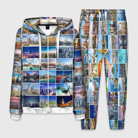 Мужской костюм 3D с принтом Страны мира (9х9) в Белгороде, 100% полиэстер | Манжеты и пояс оформлены тканевой резинкой, двухслойный капюшон со шнурком для регулировки, карманы спереди | азия | берлин | вегас | венеция | воспоминания | города | достопримечательности | европа | египет | калифорния | каникулы | лондон | милан | москва | ностальгия | нью йорк | отдых | отпуск | память