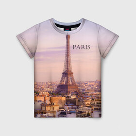 Детская футболка 3D с принтом Париж в Белгороде, 100% гипоаллергенный полиэфир | прямой крой, круглый вырез горловины, длина до линии бедер, чуть спущенное плечо, ткань немного тянется | париж | франция