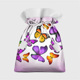 Подарочный 3D мешок с принтом Butterflies в Белгороде, 100% полиэстер | Размер: 29*39 см | бабочки | белый | картинка | лето | природа | рисунок | розовый | цвета