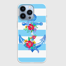 Чехол для iPhone 13 Pro с принтом Якорь в Белгороде,  |  | белый | верёвка | вода | корабль | красный | море | песок | пляж | синий | цвет | цветы | якорь