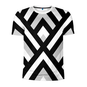Мужская футболка 3D спортивная с принтом Полоски в Белгороде, 100% полиэстер с улучшенными характеристиками | приталенный силуэт, круглая горловина, широкие плечи, сужается к линии бедра | Тематика изображения на принте: белый | полосы | черный