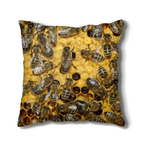 Подушка 3D с принтом Пчела в Белгороде, наволочка – 100% полиэстер, наполнитель – холлофайбер (легкий наполнитель, не вызывает аллергию). | состоит из подушки и наволочки. Наволочка на молнии, легко снимается для стирки | лето | мед | насекомые | оса | природа | пчелы | шмель