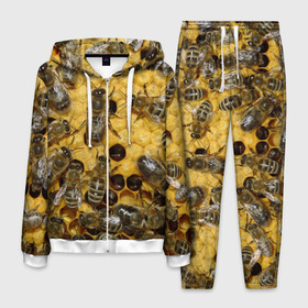Мужской костюм 3D с принтом Пчела в Белгороде, 100% полиэстер | Манжеты и пояс оформлены тканевой резинкой, двухслойный капюшон со шнурком для регулировки, карманы спереди | лето | мед | насекомые | оса | природа | пчелы | шмель