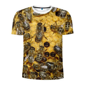 Мужская футболка 3D спортивная с принтом Пчела в Белгороде, 100% полиэстер с улучшенными характеристиками | приталенный силуэт, круглая горловина, широкие плечи, сужается к линии бедра | Тематика изображения на принте: лето | мед | насекомые | оса | природа | пчелы | шмель