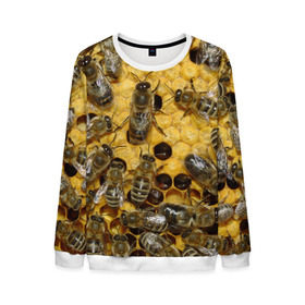 Мужской свитшот 3D с принтом Пчела в Белгороде, 100% полиэстер с мягким внутренним слоем | круглый вырез горловины, мягкая резинка на манжетах и поясе, свободная посадка по фигуре | лето | мед | насекомые | оса | природа | пчелы | шмель