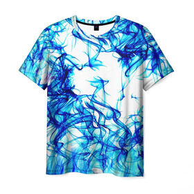 Мужская футболка 3D с принтом Streak в Белгороде, 100% полиэфир | прямой крой, круглый вырез горловины, длина до линии бедер | Тематика изображения на принте: дым | синий
