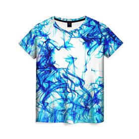 Женская футболка 3D с принтом Streak в Белгороде, 100% полиэфир ( синтетическое хлопкоподобное полотно) | прямой крой, круглый вырез горловины, длина до линии бедер | дым | синий