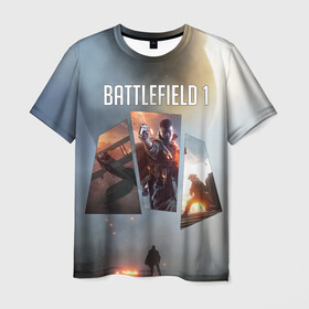 Мужская футболка 3D с принтом Battlefield 1 в Белгороде, 100% полиэфир | прямой крой, круглый вырез горловины, длина до линии бедер | battlefield | батла | батлфилд