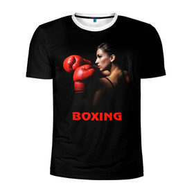 Мужская футболка 3D спортивная с принтом BOXING в Белгороде, 100% полиэстер с улучшенными характеристиками | приталенный силуэт, круглая горловина, широкие плечи, сужается к линии бедра | бокс. box | боксёр | боксёрские перчатки | единоборства | спорт