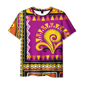 Мужская футболка 3D с принтом Африка в Белгороде, 100% полиэфир | прямой крой, круглый вырез горловины, длина до линии бедер | орнамент | цветной | этнический | этно | яркий