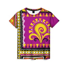 Женская футболка 3D с принтом Африка в Белгороде, 100% полиэфир ( синтетическое хлопкоподобное полотно) | прямой крой, круглый вырез горловины, длина до линии бедер | орнамент | цветной | этнический | этно | яркий