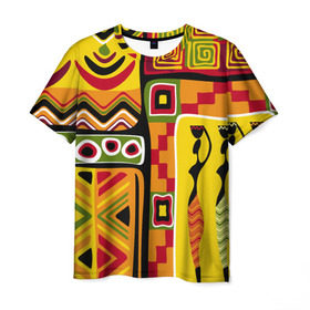 Мужская футболка 3D с принтом Африка в Белгороде, 100% полиэфир | прямой крой, круглый вырез горловины, длина до линии бедер | Тематика изображения на принте: орнамент | этнический | этно | яркий
