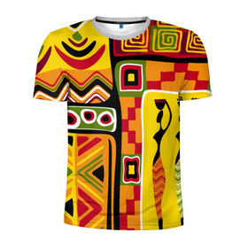 Мужская футболка 3D спортивная с принтом Африка в Белгороде, 100% полиэстер с улучшенными характеристиками | приталенный силуэт, круглая горловина, широкие плечи, сужается к линии бедра | Тематика изображения на принте: орнамент | этнический | этно | яркий