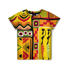 Детская футболка 3D с принтом Африка в Белгороде, 100% гипоаллергенный полиэфир | прямой крой, круглый вырез горловины, длина до линии бедер, чуть спущенное плечо, ткань немного тянется | Тематика изображения на принте: орнамент | этнический | этно | яркий