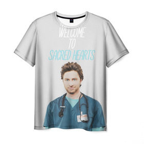 Мужская футболка 3D с принтом Scrubs | JD | Welcome To SH в Белгороде, 100% полиэфир | прямой крой, круглый вырез горловины, длина до линии бедер | heart | hearts | jd | scrubs | больница | клиника | сериал