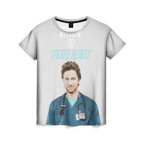 Женская футболка 3D с принтом Scrubs | JD | Welcome To SH в Белгороде, 100% полиэфир ( синтетическое хлопкоподобное полотно) | прямой крой, круглый вырез горловины, длина до линии бедер | heart | hearts | jd | scrubs | больница | клиника | сериал
