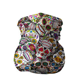 Бандана-труба 3D с принтом Мексиканские черепа в Белгороде, 100% полиэстер, ткань с особыми свойствами — Activecool | плотность 150‒180 г/м2; хорошо тянется, но сохраняет форму | calavera | sugar skull | день мертвых | мексика | традиция | узоры | цветы