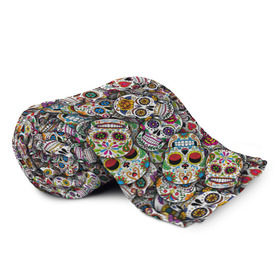 Плед 3D с принтом Мексиканские черепа в Белгороде, 100% полиэстер | закругленные углы, все края обработаны. Ткань не мнется и не растягивается | calavera | sugar skull | день мертвых | мексика | традиция | узоры | цветы
