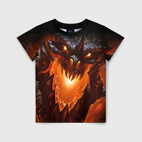 Детская футболка 3D с принтом Огнедышащий дракон в Белгороде, 100% гипоаллергенный полиэфир | прямой крой, круглый вырез горловины, длина до линии бедер, чуть спущенное плечо, ткань немного тянется | дракон | змей | монстр | огонь | пасть | пламя | прикольные картинки