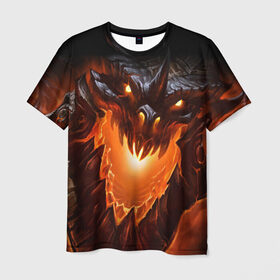 Мужская футболка 3D с принтом Огнедышащий дракон в Белгороде, 100% полиэфир | прямой крой, круглый вырез горловины, длина до линии бедер | Тематика изображения на принте: дракон | змей | монстр | огонь | пасть | пламя | прикольные картинки