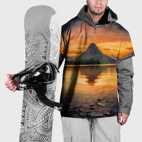 Накидка на куртку 3D с принтом Гора в Белгороде, 100% полиэстер |  | лес | небо | озеро | отражение | пейзаж | природа | солнце