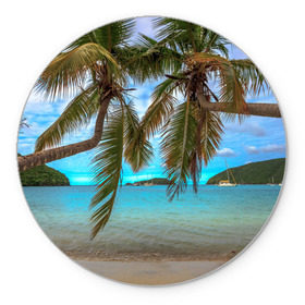 Коврик круглый с принтом Пальма в Белгороде, резина и полиэстер | круглая форма, изображение наносится на всю лицевую часть | море | отдых | отпуск | пальмы | пляж | солнце | туризм
