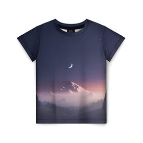 Детская футболка 3D с принтом Ночное небо в Белгороде, 100% гипоаллергенный полиэфир | прямой крой, круглый вырез горловины, длина до линии бедер, чуть спущенное плечо, ткань немного тянется | mountains | sky | space | астрономия | горы | космос | небо | ночное небо