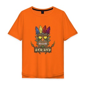 Мужская футболка хлопок Oversize с принтом Aku-Aku (Crash Bandicoot) в Белгороде, 100% хлопок | свободный крой, круглый ворот, “спинка” длиннее передней части | аку | аку аку | бандикут | краш | краш бандикут | ука ука