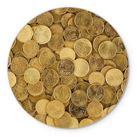 Коврик круглый с принтом монетки в Белгороде, резина и полиэстер | круглая форма, изображение наносится на всю лицевую часть | деньги | евро | копейки | мелочёвка | мелочь | монеты