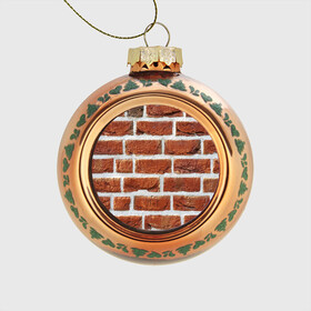 Стеклянный ёлочный шар с принтом старая кирпичная стена в Белгороде, Стекло | Диаметр: 80 мм | камни | кирпич | постройка | стена | стройка | цемент