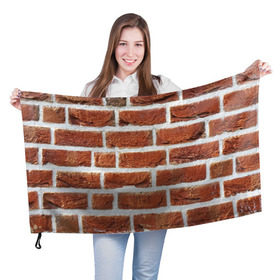Флаг 3D с принтом старая кирпичная стена в Белгороде, 100% полиэстер | плотность ткани — 95 г/м2, размер — 67 х 109 см. Принт наносится с одной стороны | камни | кирпич | постройка | стена | стройка | цемент