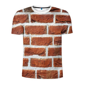 Мужская футболка 3D спортивная с принтом старая кирпичная стена в Белгороде, 100% полиэстер с улучшенными характеристиками | приталенный силуэт, круглая горловина, широкие плечи, сужается к линии бедра | камни | кирпич | постройка | стена | стройка | цемент