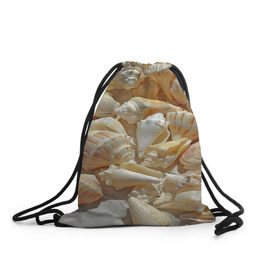 Рюкзак-мешок 3D с принтом ракушки на песке в Белгороде, 100% полиэстер | плотность ткани — 200 г/м2, размер — 35 х 45 см; лямки — толстые шнурки, застежка на шнуровке, без карманов и подкладки | лето | море | песок | пляж | ракушки