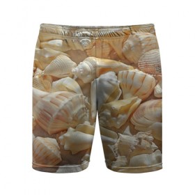 Мужские шорты 3D спортивные с принтом ракушки на песке в Белгороде,  |  | лето | море | песок | пляж | ракушки
