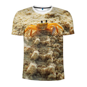 Мужская футболка 3D спортивная с принтом Краб в Белгороде, 100% полиэстер с улучшенными характеристиками | приталенный силуэт, круглая горловина, широкие плечи, сужается к линии бедра | море | отпуск | песок | пляж | солнце | туризм