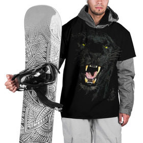 Накидка на куртку 3D с принтом Чёрная пантера в Белгороде, 100% полиэстер |  | Тематика изображения на принте: кошка | оскал | пантера | прикольные картинки