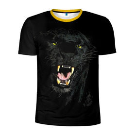 Мужская футболка 3D спортивная с принтом Чёрная пантера в Белгороде, 100% полиэстер с улучшенными характеристиками | приталенный силуэт, круглая горловина, широкие плечи, сужается к линии бедра | кошка | оскал | пантера | прикольные картинки