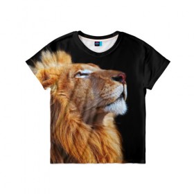 Детская футболка 3D с принтом Лев в Белгороде, 100% гипоаллергенный полиэфир | прямой крой, круглый вырез горловины, длина до линии бедер, чуть спущенное плечо, ткань немного тянется | lion | лев | хищник