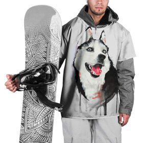 Накидка на куртку 3D с принтом Хаски в Белгороде, 100% полиэстер |  | голова животного | кутёнок | прикольные картинки | собака | щенок