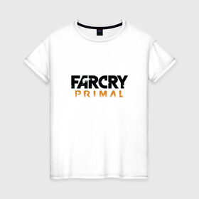 Женская футболка хлопок с принтом Far cry primal logo в Белгороде, 100% хлопок | прямой крой, круглый вырез горловины, длина до линии бедер, слегка спущенное плечо | 