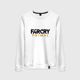 Женский свитшот хлопок с принтом Far cry primal logo в Белгороде, 100% хлопок | прямой крой, круглый вырез, на манжетах и по низу широкая трикотажная резинка  | 