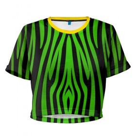 Женская футболка 3D укороченная с принтом Зебра в Белгороде, 100% полиэстер | круглая горловина, длина футболки до линии талии, рукава с отворотами | sea | summer | африка | вода | джунгли | зебра | леопард | лето | море | океан | пляж | полосы | принт | тигр