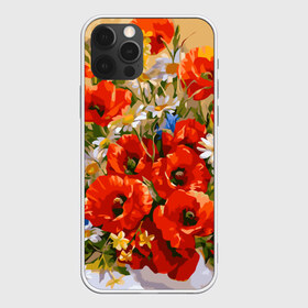 Чехол для iPhone 12 Pro Max с принтом Маки в Белгороде, Силикон |  | art | daisy | drawing | field | flowers | poppies | poppy | red | white | арт | белые | красные | мак | маки | полевые | рисунок | ромашки | цветы