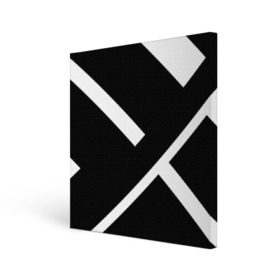 Холст квадратный с принтом Black and White в Белгороде, 100% ПВХ |  | белый | геометрия | полосы | черный